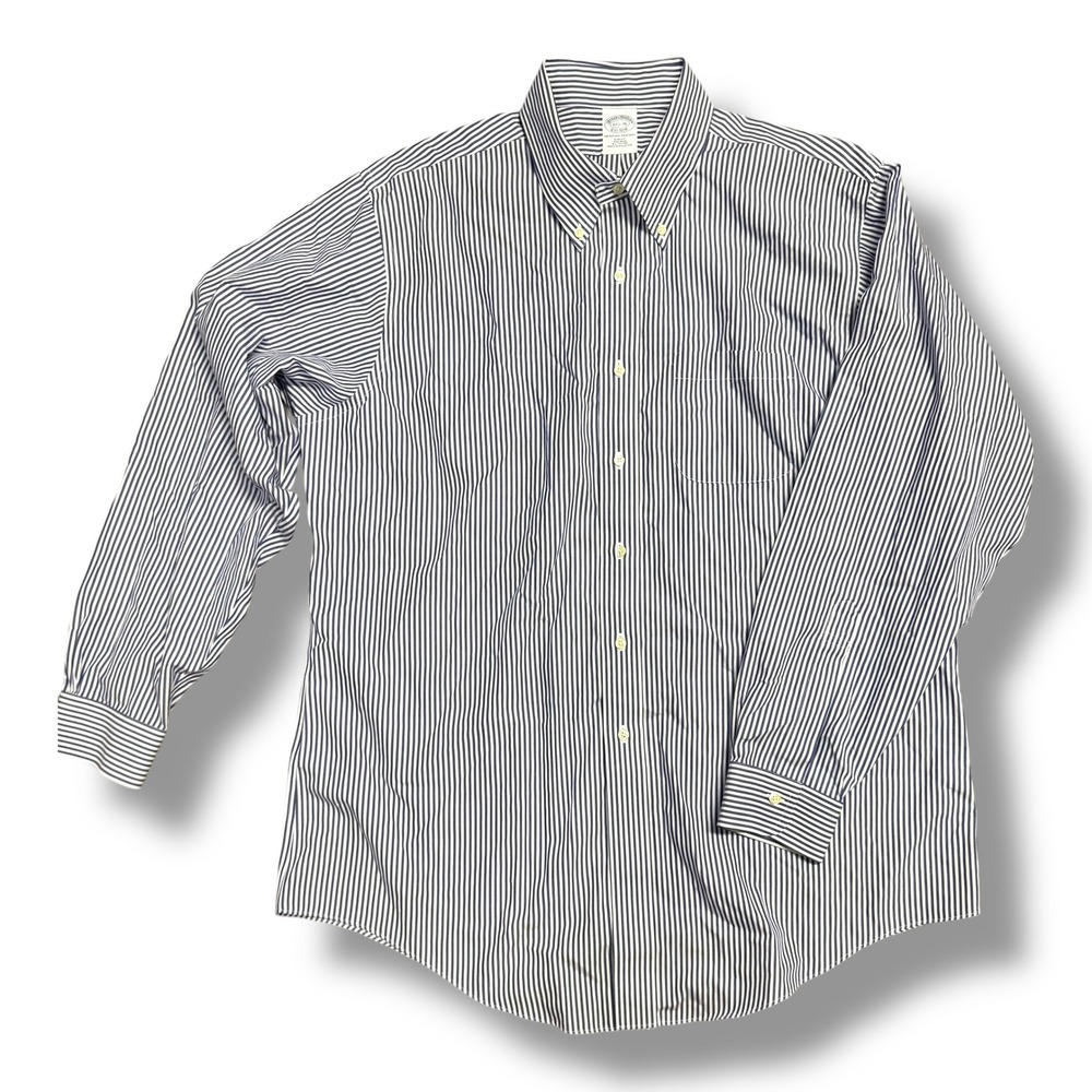 Brooks Brothers Blue Stripe Slim Fit Button Down Long Sleeve Dress Shirt 17½ 36